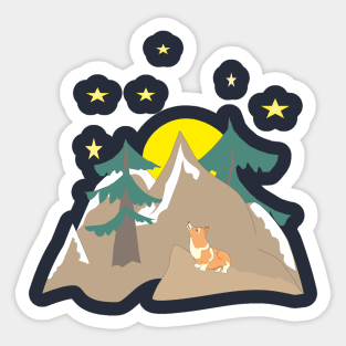 Corgi in the forest Sticker